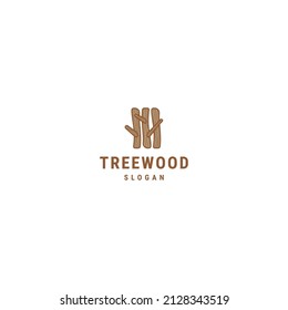Plantilla de diseño de iconos de logotipo de madera de árbol