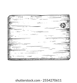 Tree and Wooden Planks for Construction, Hand-Drawn Vector, Graphic Style, Cartoon Illustration, Black and White, Sketch Style, Isolated on White Background