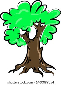 Tree in woods, illustration, vector on white background.