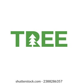 TREE WORD MARK TYPE LOGO VECTOR ICON ILLUSTRATION