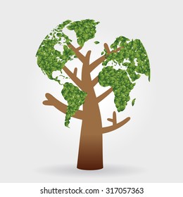 A tree with world map foliage