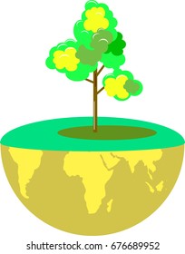  tree world sustainable environment friendly concept, vector art and illustration.
