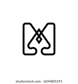 QUEBRA DE ÁRVORE NA LETRA DE MONOGRAMA M LOGOTIPO DESIGN IDEIA