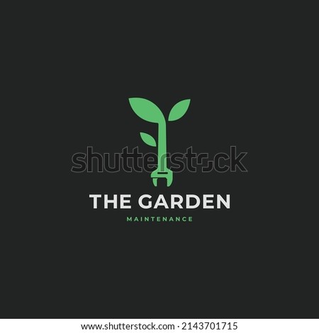 Tree with wrench combination logo design concept. Good to use for garden farm maintenance company business logo. Vector illustration