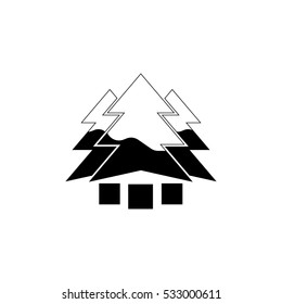 Tree Xmas trees with snow vector icon 