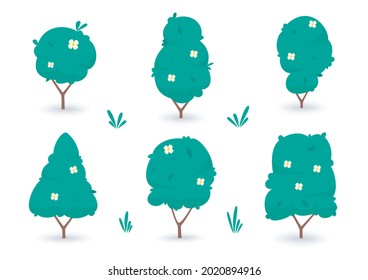 Baumgartendekoration, flache Illustration.