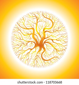 tree with yellow background