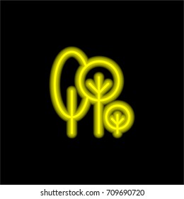 Tree yellow glowing neon ui ux icon. Glowing sign logo vector
