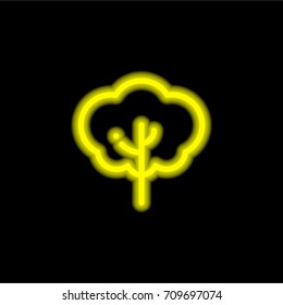 Tree yellow glowing neon ui ux icon. Glowing sign logo vector