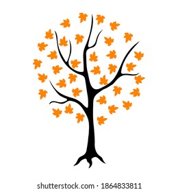 tree with yellow leaves, vector illustration