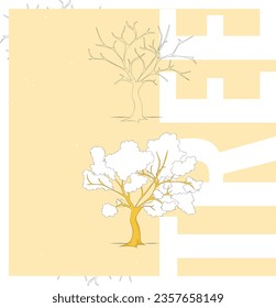 Tree, yellow, vetor, line, art