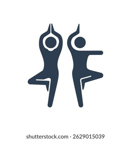 Árvore Yoga Pose Ícone Isolado No Fundo Branco