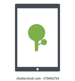 Tree_Green icon - Flat design, glyph style icon - enclosed in a tablet