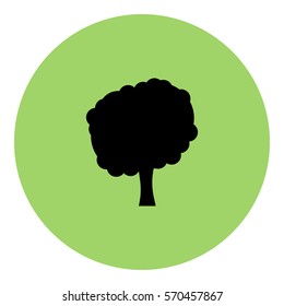 Tree_Green icon - Flat design, glyph style icon - Black enclosed in a circle