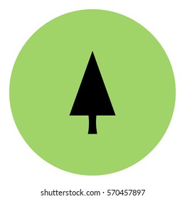 Tree_Green icon - Flat design, glyph style icon - Black enclosed in a circle