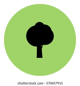 Tree_Green icon - Flat design, glyph style icon - Black enclosed in a circle