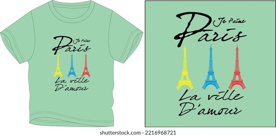 TREEE PARIS t shirt graphic design vector illustration \