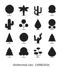 treee and plant icons silhouette