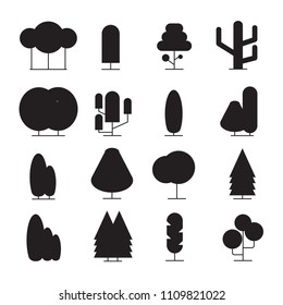 treee and plant icons silhouette