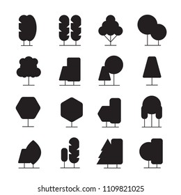 treee and plant icons silhouette