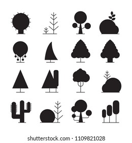 treee and plant icons silhouette