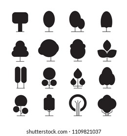 treee and plant icons silhouette