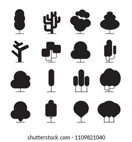 treee and plant icons silhouette