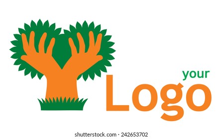 Tree-hands vector logo, ecology logotype,nature, green world