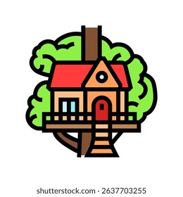 treehouse cabin wooden color icon vector. treehouse cabin wooden sign. isolated symbol illustration