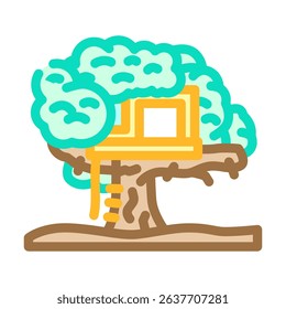 treehouse cabin wooden color icon vector. treehouse cabin wooden sign. isolated symbol illustration