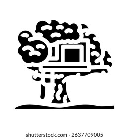 treehouse cabin wooden glyph icon vector. treehouse cabin wooden sign. isolated symbol illustration