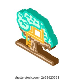 vetor de ícone isométrico de madeira da cabana da árvore. sinal de madeira da cabana da árvore. ilustração isolada