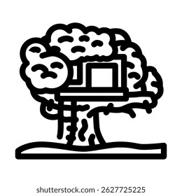 treehouse cabin wooden line icon vector. treehouse cabin wooden sign. isolated contour symbol black illustration