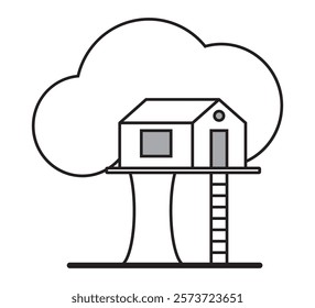 Treehouse. House on the tree. Children's playground. Vector. Illustration