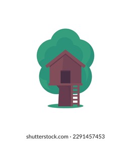 treehouse icon on white, flat vector design