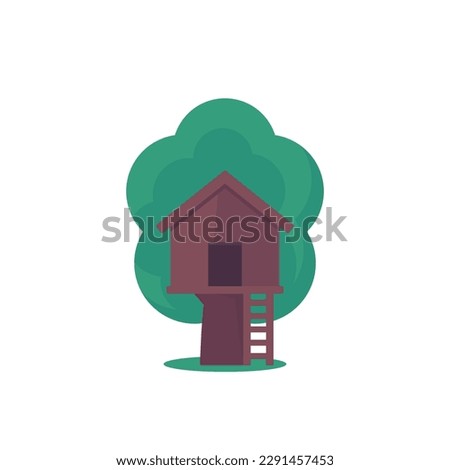 treehouse icon on white, flat vector design