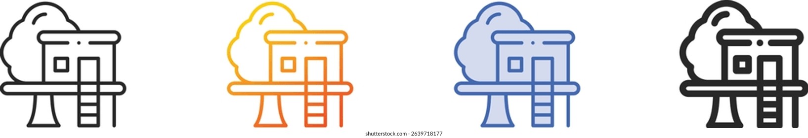 treehouse icon.Thin Linear, Gradient, Blue Stroke and bold Style Design Isolated On White Background