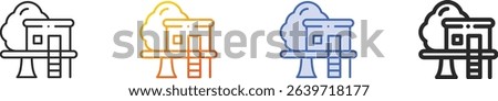 treehouse icon.Thin Linear, Gradient, Blue Stroke and bold Style Design Isolated On White Background