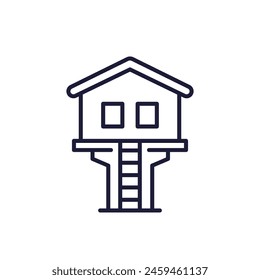 treehouse line icon on white