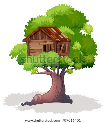 Treehouse on the tree illustration