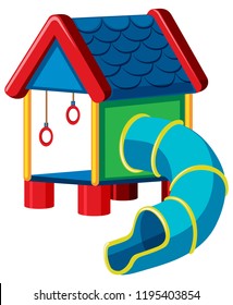 treehouse with slide playground illustration