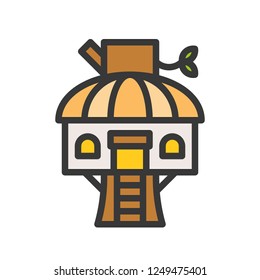 Treehouse vector icon, filled outline design editable stroke
