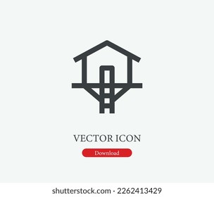 Treehouse vector icon. Symbol in Line Art Style for Design, Presentation, Website or Mobile Apps Elements, Logo. Treehouse symbol illustration. Pixel vector graphics - Vector