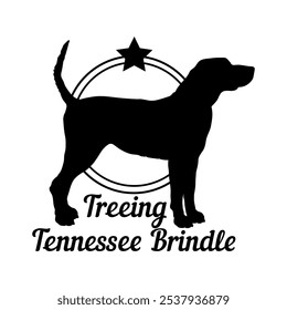 Treeing Tennessee Brindle silueta de perro, perro, razas de perro, logotipo, Vector, silueta, diseño de logotipo, animal, ilustración, icono, signo, diseño, negro, símbolo, mascota