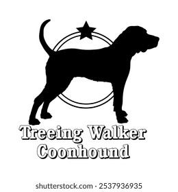 Treeing Walker Coonhound cão silhueta, cão, raças de cães, logotipo, vetor, silhueta, design de logotipo, animal, ilustração, ícone, sinal, design, preto, símbolo, pet