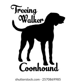 Treeing Walker Coonhound dog silhouette, dog breeds, logo, vector, silhouette,  animal, illustration, icon, sign, design, black, symbol, pet, love
