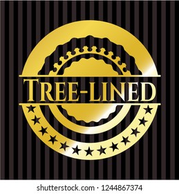 Tree-lined gold emblem