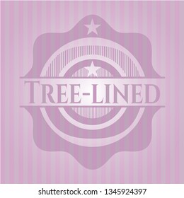 Tree-lined pink emblem