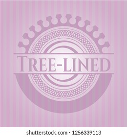Tree-lined pink emblem. Retro