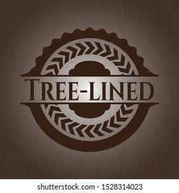 Tree-lined vintage wooden emblem. Vector Illustration.